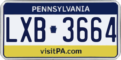 PA license plate LXB3664
