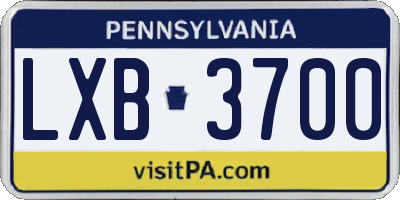 PA license plate LXB3700