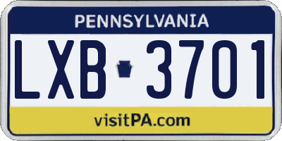 PA license plate LXB3701