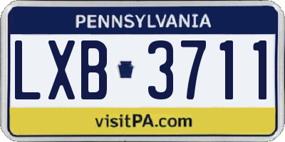 PA license plate LXB3711