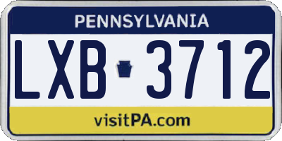 PA license plate LXB3712