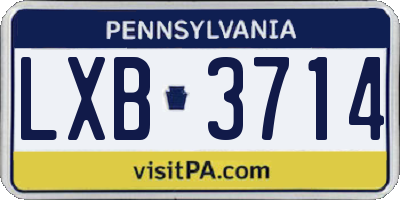 PA license plate LXB3714