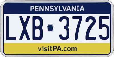 PA license plate LXB3725