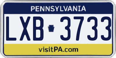 PA license plate LXB3733
