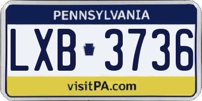PA license plate LXB3736