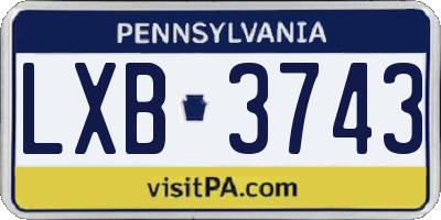 PA license plate LXB3743