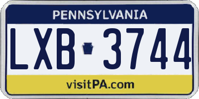 PA license plate LXB3744