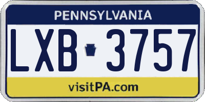 PA license plate LXB3757