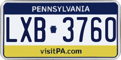PA license plate LXB3760