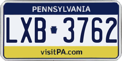 PA license plate LXB3762