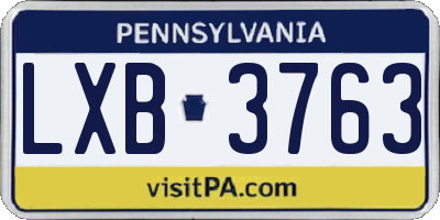 PA license plate LXB3763