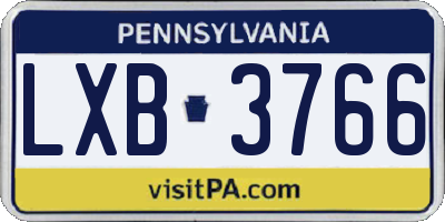 PA license plate LXB3766