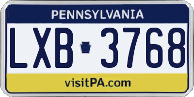 PA license plate LXB3768