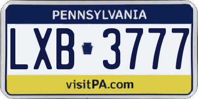 PA license plate LXB3777