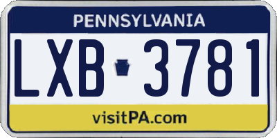 PA license plate LXB3781