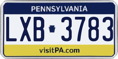 PA license plate LXB3783