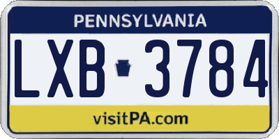 PA license plate LXB3784