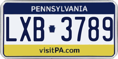 PA license plate LXB3789