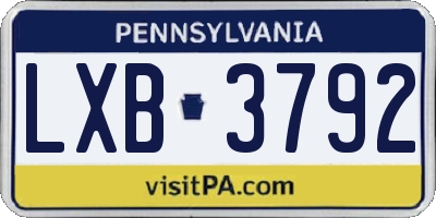 PA license plate LXB3792