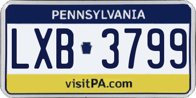 PA license plate LXB3799