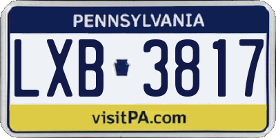 PA license plate LXB3817