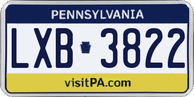 PA license plate LXB3822