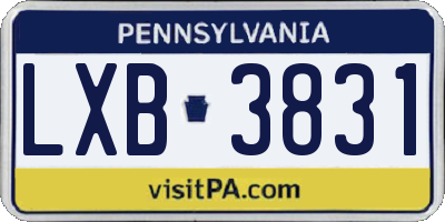 PA license plate LXB3831