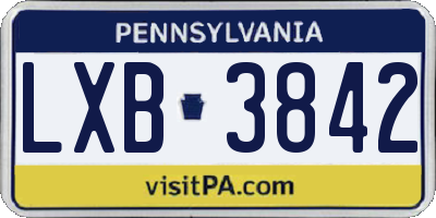 PA license plate LXB3842