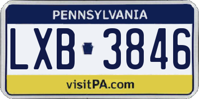 PA license plate LXB3846