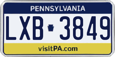 PA license plate LXB3849