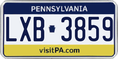 PA license plate LXB3859