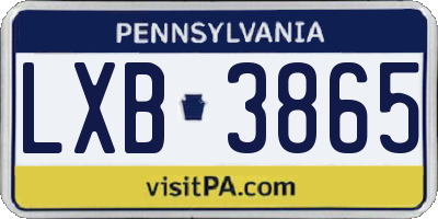 PA license plate LXB3865