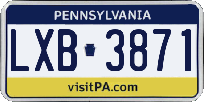 PA license plate LXB3871