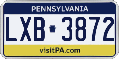 PA license plate LXB3872