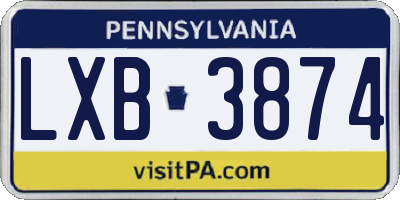 PA license plate LXB3874