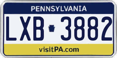PA license plate LXB3882