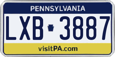 PA license plate LXB3887
