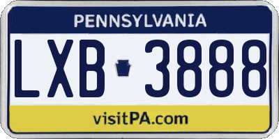 PA license plate LXB3888