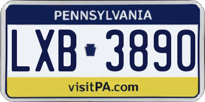 PA license plate LXB3890