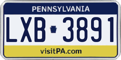 PA license plate LXB3891