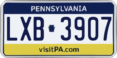 PA license plate LXB3907