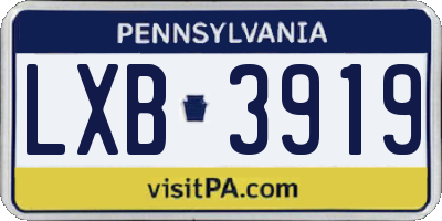 PA license plate LXB3919