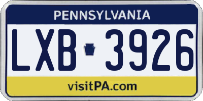 PA license plate LXB3926