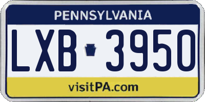 PA license plate LXB3950