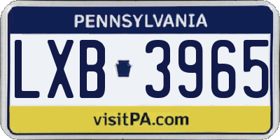 PA license plate LXB3965