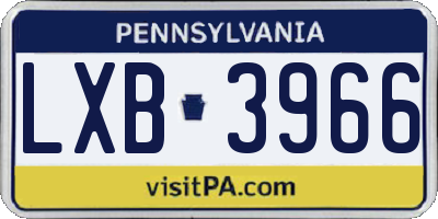 PA license plate LXB3966