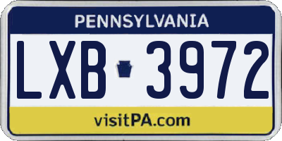 PA license plate LXB3972