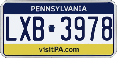 PA license plate LXB3978