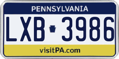 PA license plate LXB3986