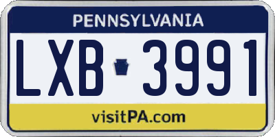 PA license plate LXB3991